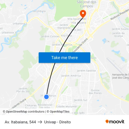 Av. Itabaiana, 544 to Univap - Direito map