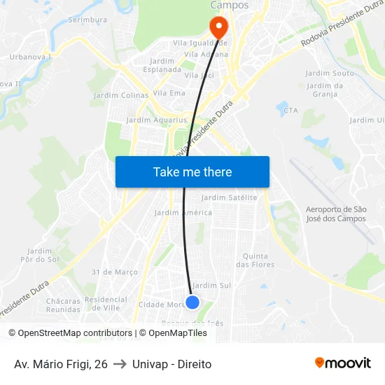 Av. Mário Frigi, 26 to Univap - Direito map