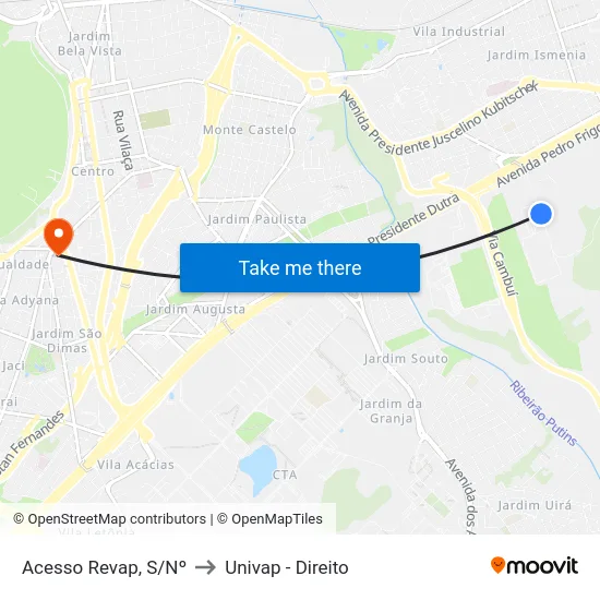 Acesso Revap, S/Nº to Univap - Direito map