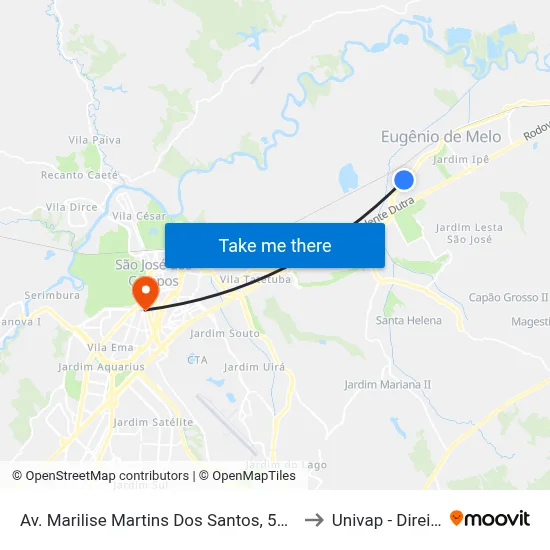 Av. Marilise Martins Dos Santos, 5000 to Univap - Direito map