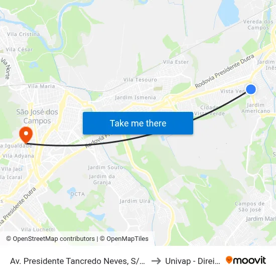 Av. Presidente Tancredo Neves, S/N° to Univap - Direito map