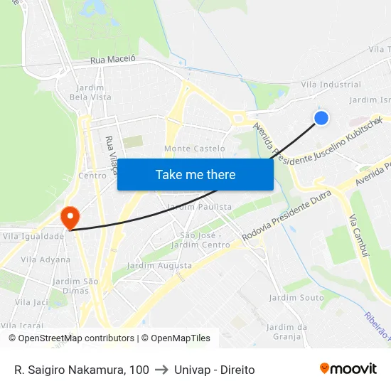 R. Saigiro Nakamura, 100 to Univap - Direito map
