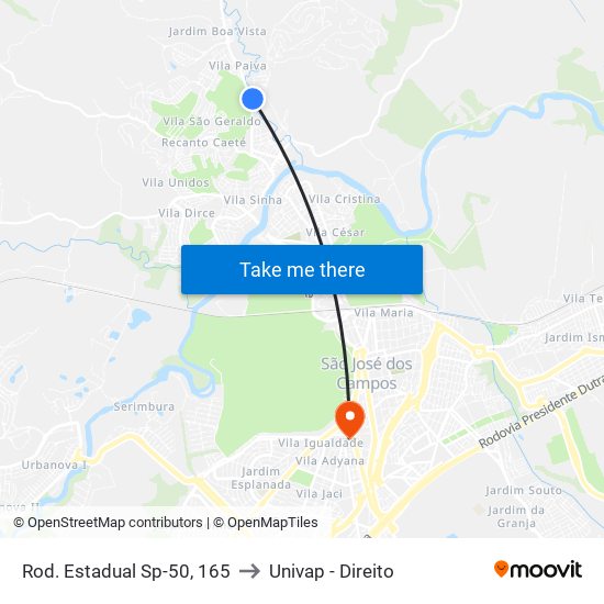 Rod. Estadual Sp-50, 165 to Univap - Direito map