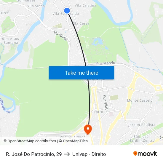 R. José Do Patrocínio, 29 to Univap - Direito map