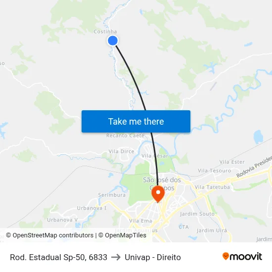 Rod. Estadual Sp-50, 6833 to Univap - Direito map