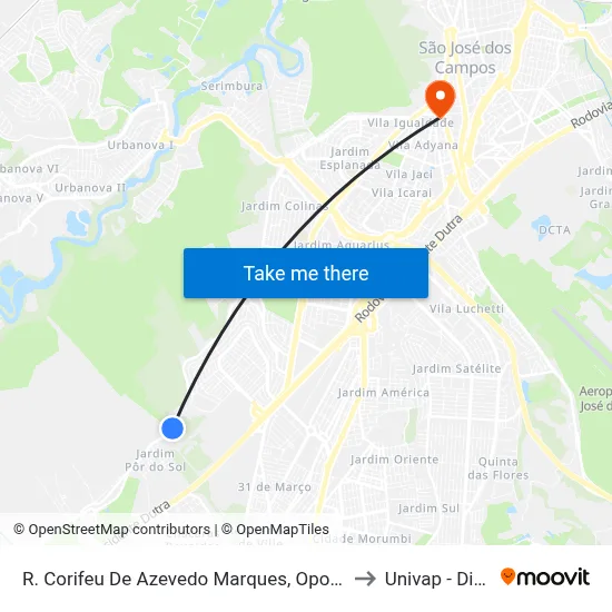 R. Corifeu De Azevedo Marques, Oposto 3370 to Univap - Direito map