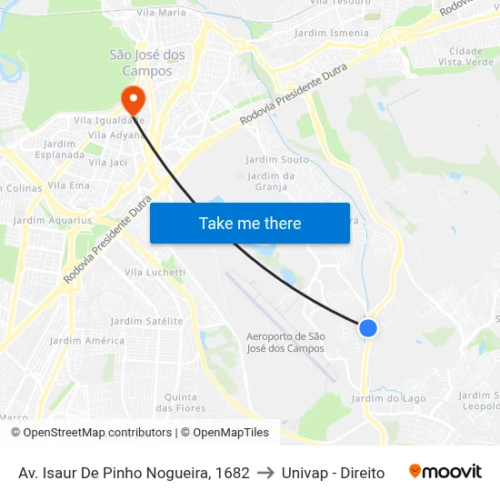 Av. Isaur De Pinho Nogueira, 1682 to Univap - Direito map