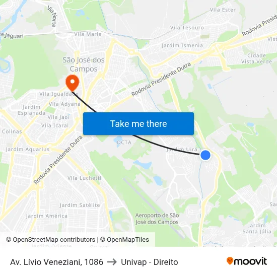 Av. Lívio Veneziani, 1086 to Univap - Direito map