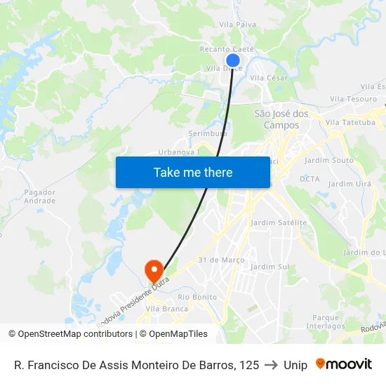 R. Francisco De Assis Monteiro De Barros, 125 to Unip map