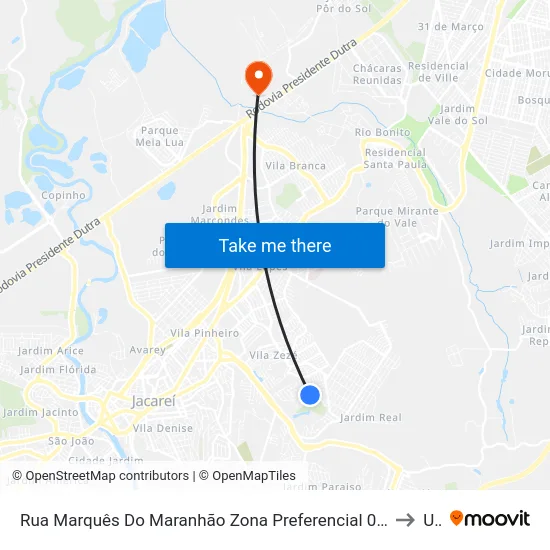 Rua Marquês Do Maranhão Zona Preferencial 01 - Zap 1 Jacareí - São Paulo 12312 Brasil to Unip map