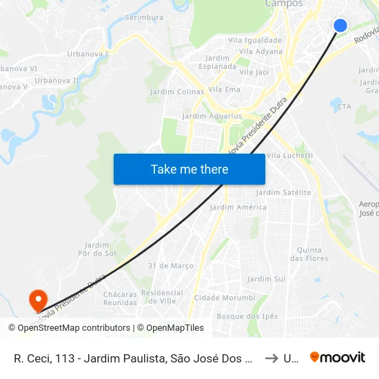R. Ceci, 113 - Jardim Paulista, São José Dos Campos to Unip map
