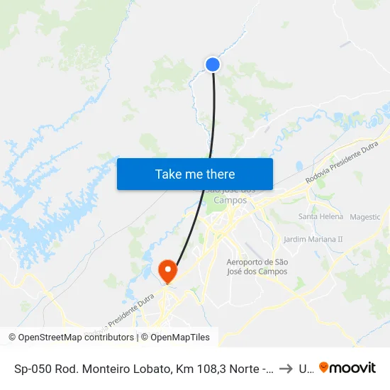 Sp-050 Rod. Monteiro Lobato, Km 108,3 Norte - São José Dos Campos, Sp, Brasil to Unip map