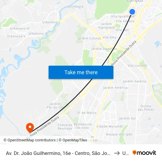 Av. Dr. João Guilhermino, 16e - Centro, São José Dos Campos to Unip map
