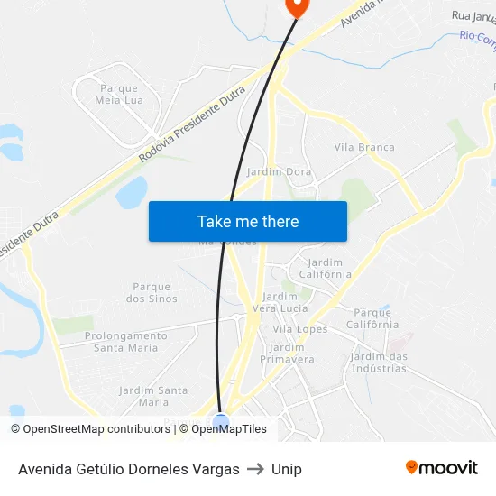 Avenida Getúlio Dorneles Vargas to Unip map