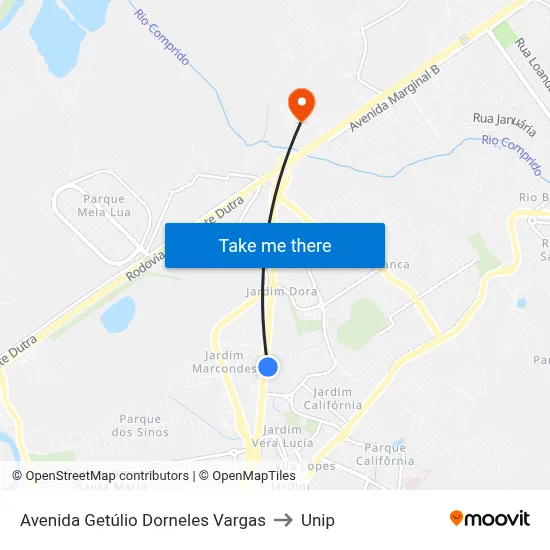 Avenida Getúlio Dorneles Vargas to Unip map