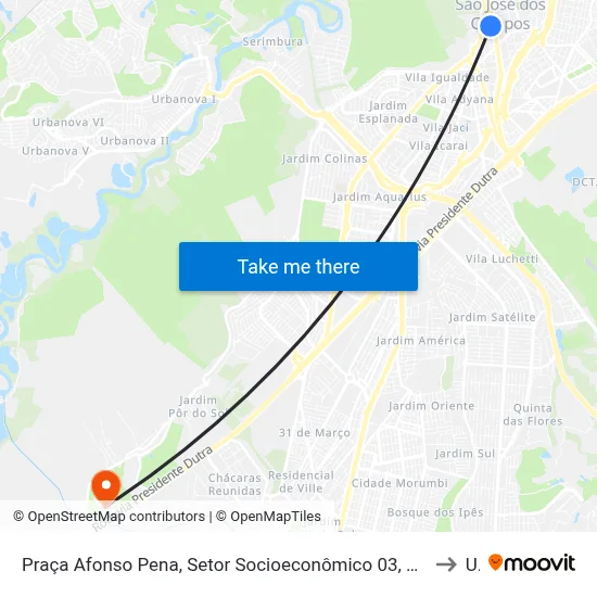 Praça Afonso Pena, Setor Socioeconômico 03, São José Dos Campos - São Paulo, 12210, Brasil - Centro, São José Dos Campos to Unip map