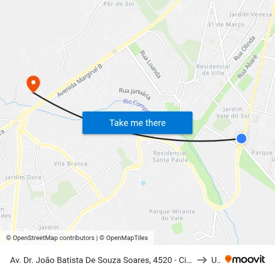 Av. Dr. João Batista De Souza Soares, 4520 - Cidade Morumbi, São José Dos Campos to Unip map