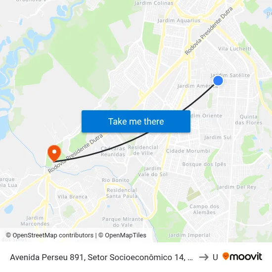 Avenida Perseu 891, Setor Socioeconômico 14, São José Dos Campos - São Paulo, 12230, Brasil - Res. Cidade Jardim, São José Dos Campos to Unip map