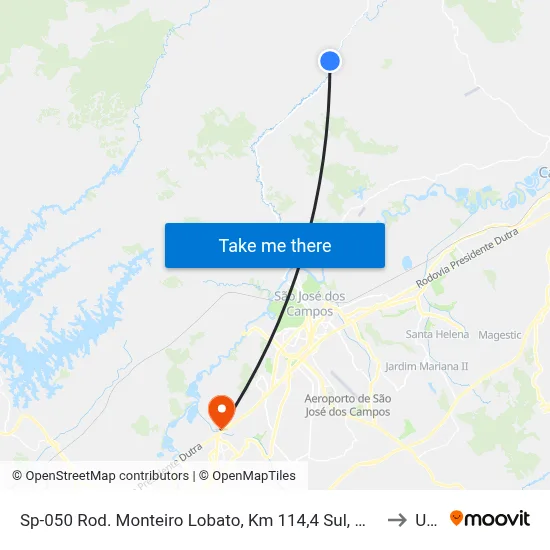 Sp-050 Rod. Monteiro Lobato, Km 114,4 Sul, Monteiro Lobato to Unip map