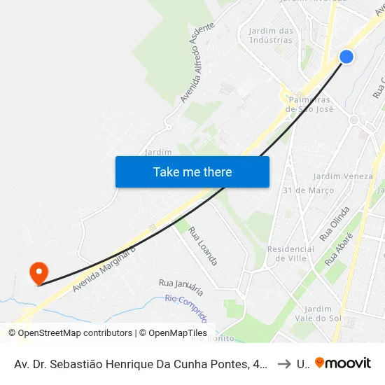 Av. Dr. Sebastião Henrique Da Cunha Pontes, 4810 - Parque Industrial, São José Dos Campos to Unip map