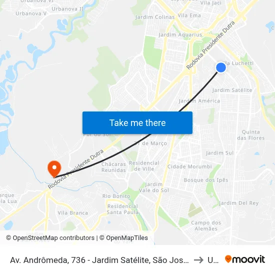 Av. Andrômeda, 736 - Jardim Satélite, São José Dos Campos to Unip map