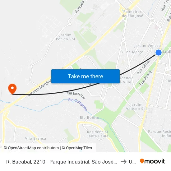 R. Bacabal, 2210 - Parque Industrial, São José Dos Campos to Unip map