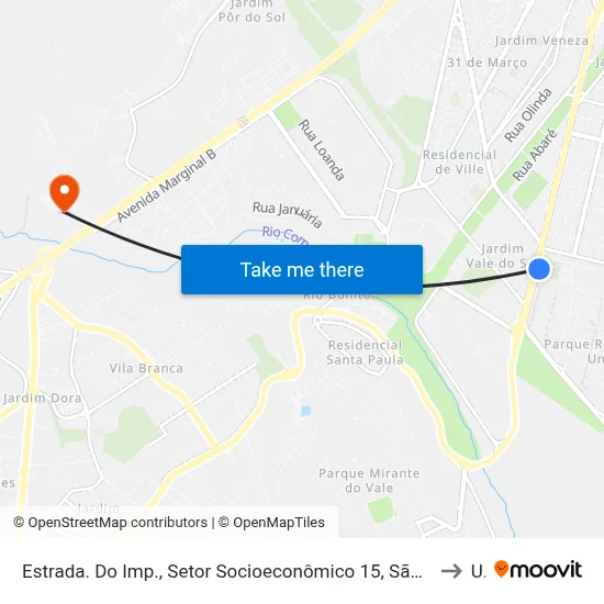 Estrada. Do Imp., Setor Socioeconômico 15, São José Dos Campos - São Paulo, Brasil - Cidade Morumbi, São José Dos Campos to Unip map