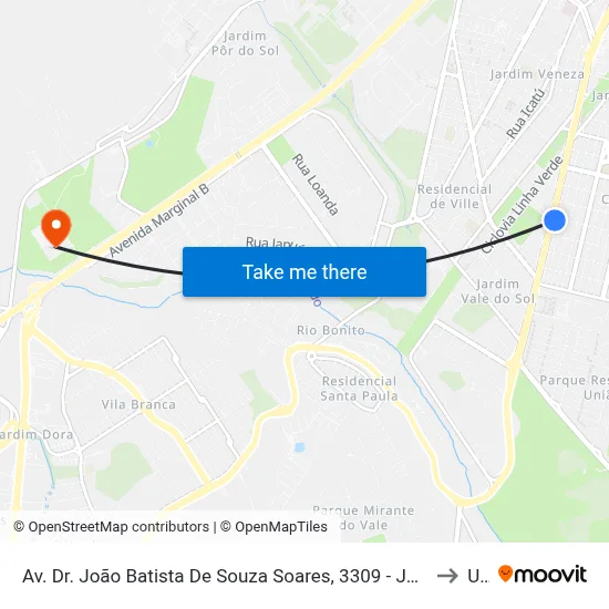 Av. Dr. João Batista De Souza Soares, 3309 - Jardim America, São José Dos Campos to Unip map