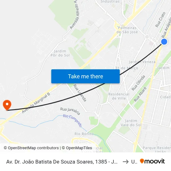 Av. Dr. João Batista De Souza Soares, 1385 - Jardim America, São José Dos Campos to Unip map