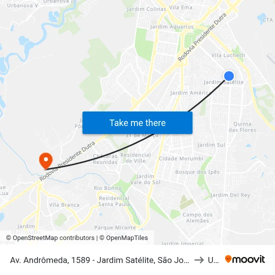 Av. Andrômeda, 1589 - Jardim Satélite, São José Dos Campos to Unip map