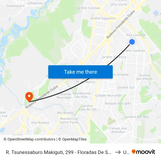 R. Tsunessaburo Makiguti, 299 - Floradas De São José, São José Dos Campos to Unip map