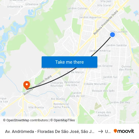 Av. Andrômeda - Floradas De São José, São José Dos Campos to Unip map