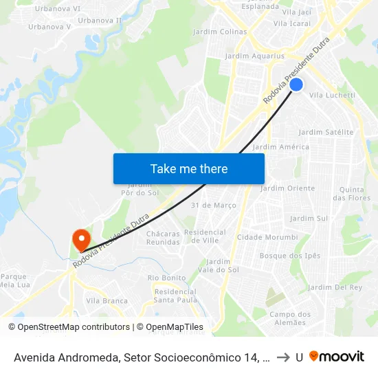 Avenida Andromeda, Setor Socioeconômico 14, São José Dos Campos - São Paulo, 12246, Brasil - Floradas De São José, São José Dos Campos to Unip map