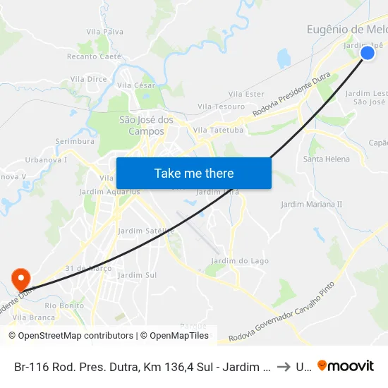 Br-116 Rod. Pres. Dutra, Km 136,4 Sul - Jardim Ipe, São José Dos Campos to Unip map