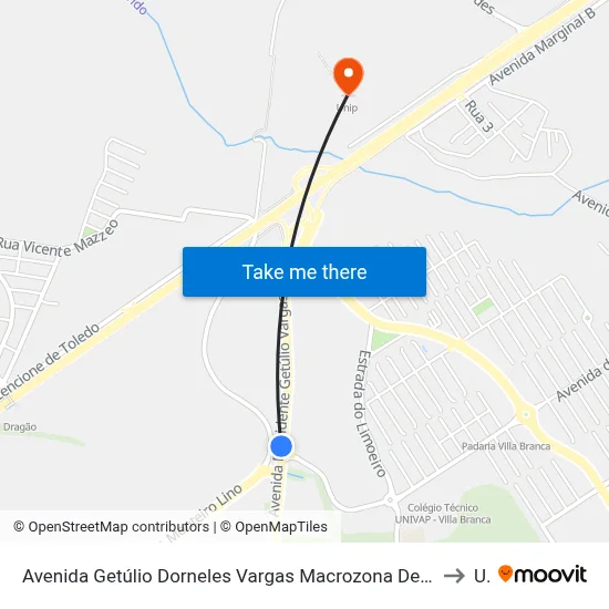 Avenida Getúlio Dorneles Vargas Macrozona Destinação Industrial (Mdi - São Silvestre) Jacareí - São Paulo 12301 Brasil to Unip map