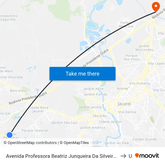 Avenida Professora Beatriz Junqueira Da Silveira Santos 332 Zona Preferencial 01 - Zap 1 Jacareí - São Paulo 12329-060 Brasil to Unip map