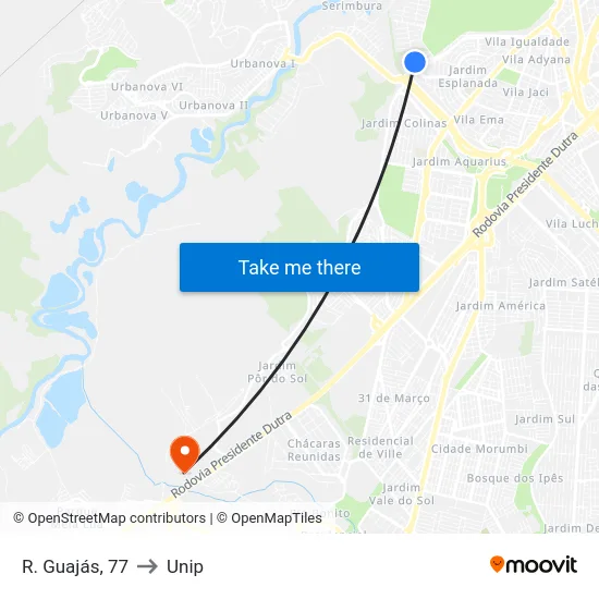 R. Guajás, 77 to Unip map