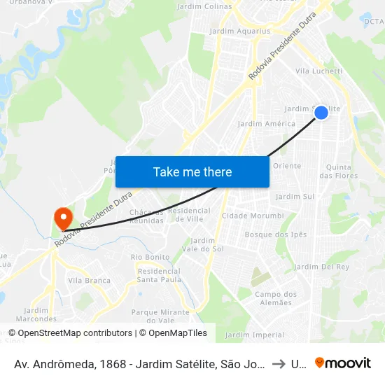 Av. Andrômeda, 1868 - Jardim Satélite, São José Dos Campos to Unip map