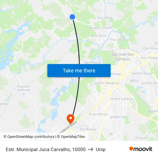 Estr. Municipal Juca Carvalho, 10000 to Unip map