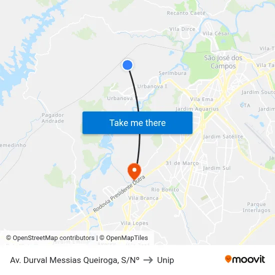 Av. Durval Messias Queiroga, S/Nº to Unip map