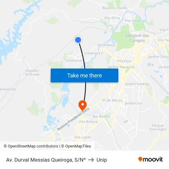 Av. Durval Messias Queiroga, S/Nº to Unip map