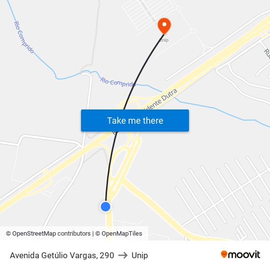 Avenida Getúlio Vargas, 290 to Unip map
