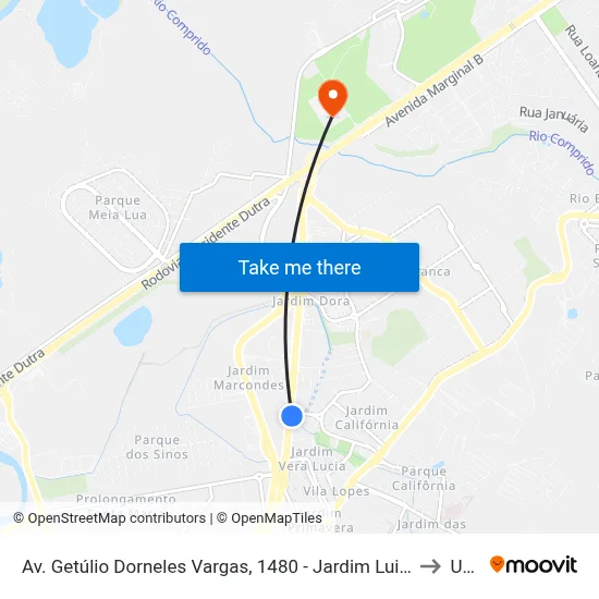 Av. Getúlio Dorneles Vargas, 1480 - Jardim Luiza, Jacareí to Unip map