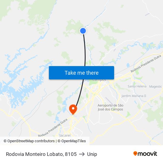 Rodovia Monteiro Lobato, 8105 to Unip map