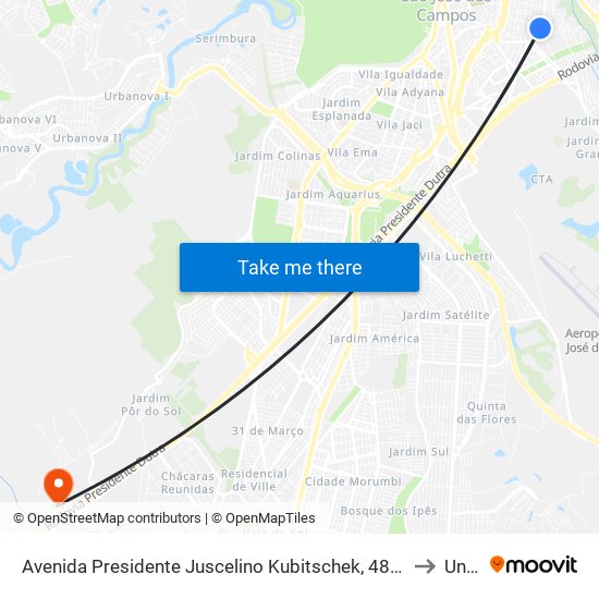 Avenida Presidente Juscelino Kubitschek, 4868 to Unip map