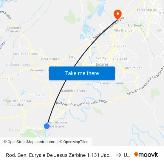 Rod. Gen. Euryale De Jesus Zerbine 1-131 Jacareí - SP Brasil to Unip map