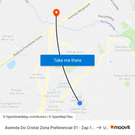 Avenida Do Cristal Zona Preferencial 01 - Zap 1 Jacareí - São Paulo 12311 Brasil to Unip map