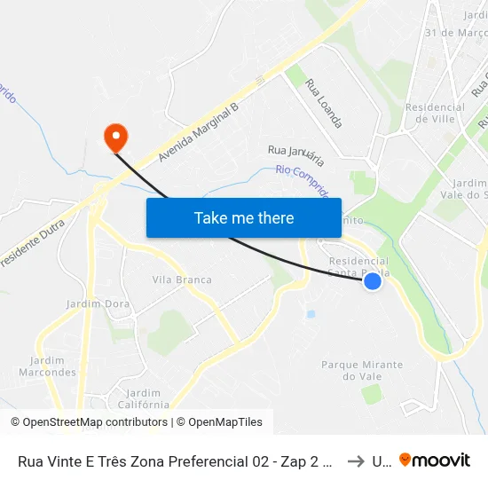 Rua Vinte E Três Zona Preferencial 02 - Zap 2 A Jacareí - São Paulo Brasil to Unip map
