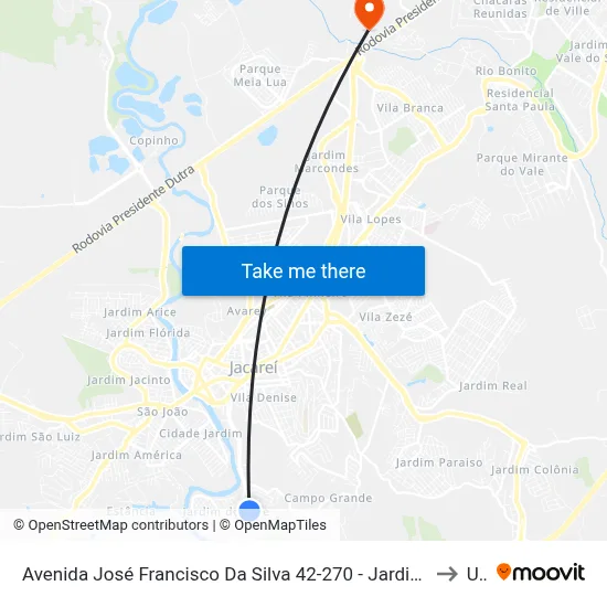 Avenida José Francisco Da Silva 42-270 - Jardim Colinas Jacareí - SP 12319-050 Brasil to Unip map