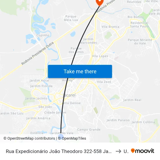 Rua Expedicionário João Theodoro 322-558 Jacareí - SP 12319-550 República Federativa Do Brasil to Unip map